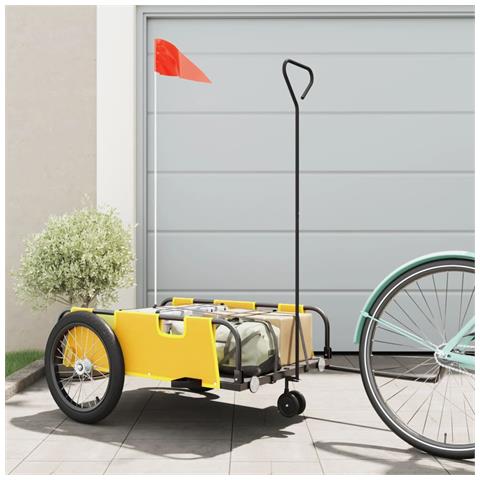 Rimorchio Da Bici Giallo E Nero In Tessuto Oxford E Ferro - Foto 1