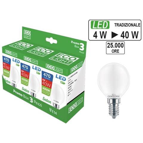 Kit 3 Lampadine A Led Miniglobo E14 Ecolight 4w - Foto 1