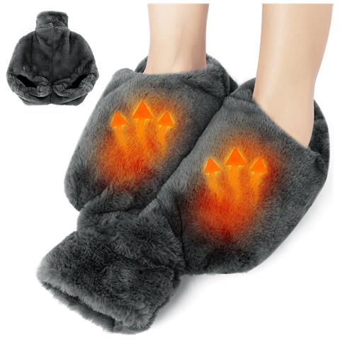 Set Di Borse Per L'acqua Calda In Peluche Grigio Con Grande Borsa Per L'acqua Calda In Gomma Gray - Foto 2