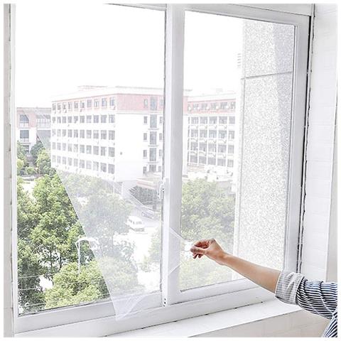 Zanzariera Per Finestra Tenda Adesiva Telo Anti Zanzare Insetti Bianca 150x200cm - Foto 2