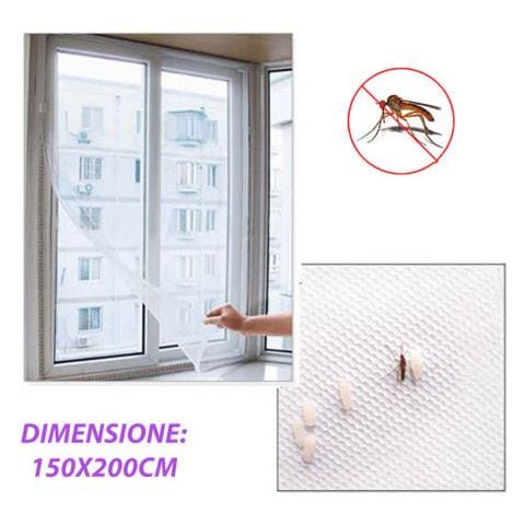 Zanzariera Per Finestra Tenda Adesiva Telo Anti Zanzare Insetti Bianca 150x200cm - Foto 1