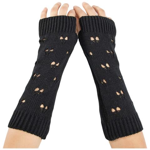 Scaldamuscoli A Maglia, Guanti Senza Dita Per Donna E Uomo Black - Foto 1