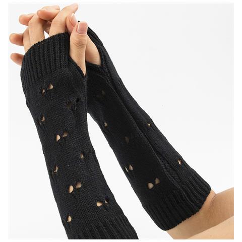 Scaldamuscoli A Maglia, Guanti Senza Dita Per Donna E Uomo Black - Foto 2
