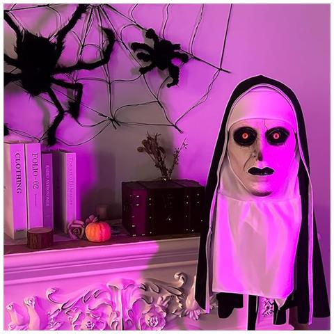 Tetsmg Maschera Da Suora Per Halloween Spaventosa In Lattice Horror Cosplay - Foto 2