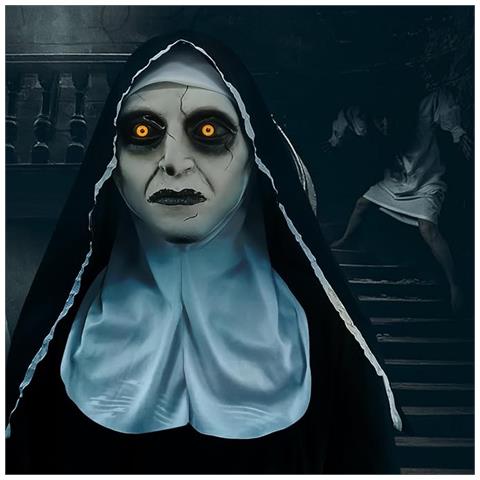 Tetsmg Maschera Da Suora Per Halloween Spaventosa In Lattice Horror Cosplay - Foto 6