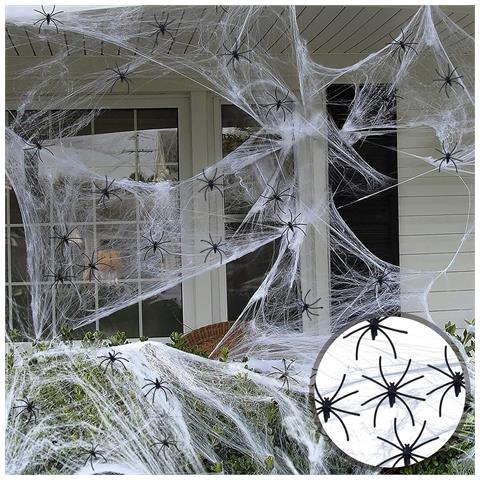 Ragnatela Decorativa Di Halloween Con 80 Ragni - Perfetta Per La Festa! - Foto 1
