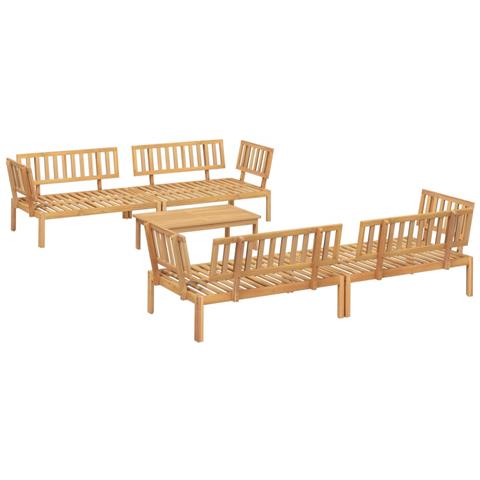 Set Divano Pallet Da Giardino 5 Pz In Legno Massello Di Acacia - Foto 2