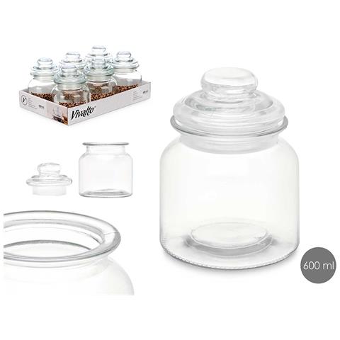 Dam Barattolo Rotondo Liscio Con Coperchio Vetro 600ml 11x11x15 Cm. Colore Trasparente - Foto 3