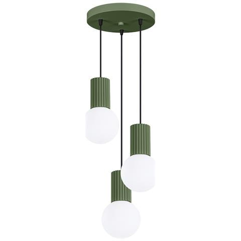 Sollux Lighting Lampada A Sospensione Halo 3p Verde Oliva Sl.1725 - Moderno Lampada A Sospensione Verde Oliva 125x25x25 Cm - Foto 1