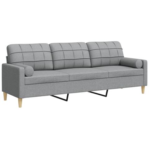 Divano a 3 Posti con Cuscini Grigio Chiaro 210 cm in Tessuto - Foto 1