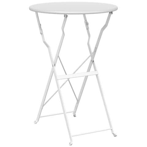 Tavolo da Bistrot Pieghevole Bianco Ø50x71 cm in Acciaio Verniciato - Foto 1