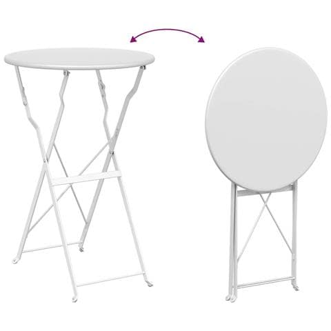 Tavolo da Bistrot Pieghevole Bianco Ø50x71 cm in Acciaio Verniciato - Foto 9