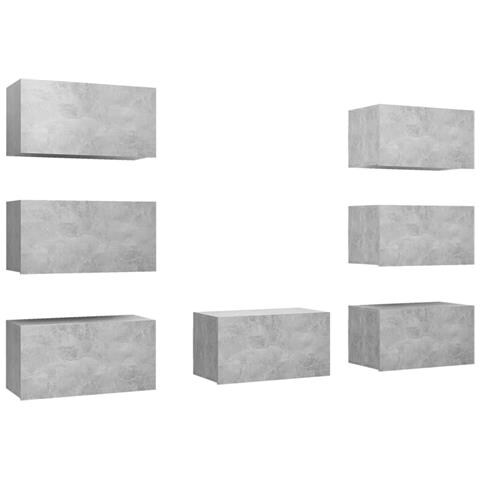 Mobili Porta TV 7 pz Grigio Cemento 30,5x30x60 cm Multistrato - Foto 1
