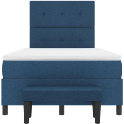 Letto a Box Spring con Materasso Blu 120x190 cm Tessuto - Foto 9