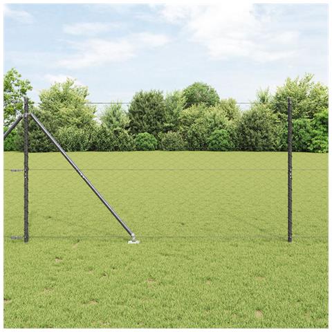 Recinzione Esagonale Grigio 1,2x10 m Acciaio, Pali per Recinzione con Punta 7 pz Ø32 mm 140 cm Acciaio Galvanizzato - Foto 2