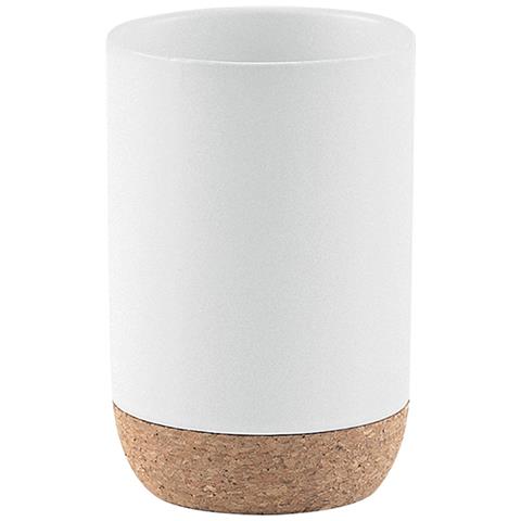 Portaspazzolini D'appoggio In Ceramica E Sughero Il98 Serie Ilary Bianco - Foto 1