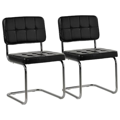 Set Di 2 Sedie A Sbalzo In Ecopelle Nera Maria - Foto 1