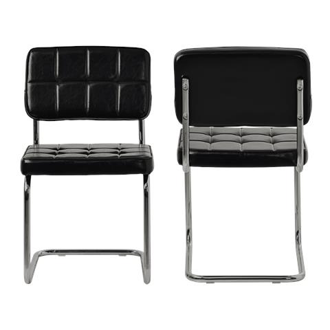 Set Di 2 Sedie A Sbalzo In Ecopelle Nera Maria - Foto 9