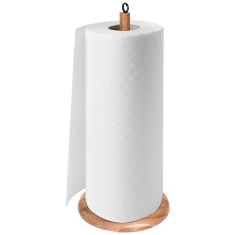 Porta Asciugamani Di Carta In Legno Di Acacia, Supporto Stabile, Design Elegante, Marrone Chiaro - Foto 1