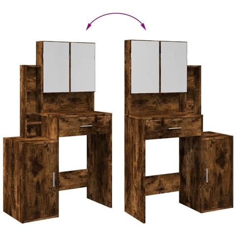 Toeletta con Armadietto Rovere Fumo 80x35x132 cm - Foto 9