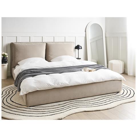 Letto Ad Acqua Velluto Bajonna 180 X 200 Cm Tortora - Foto 1