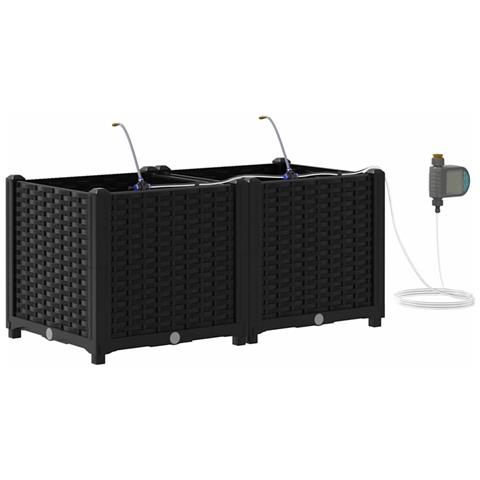 Vasi da giardino Nero 80 x 40 x 37.5 cm Acciaio - Foto 1