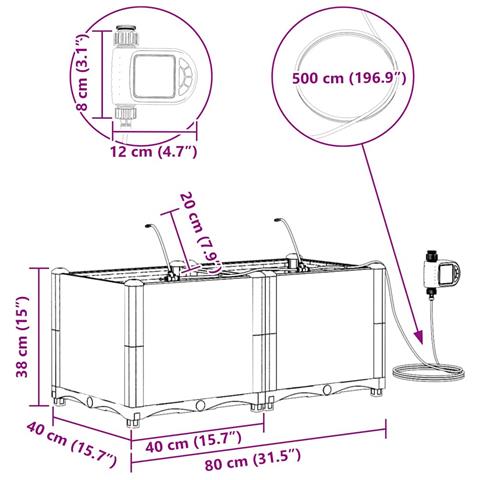 Vasi da giardino Nero 80 x 40 x 37.5 cm Acciaio - Foto 9