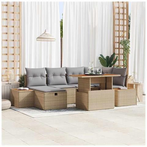 Set Divano da Giardino 7 pcs Beige polyrattan - Foto 2