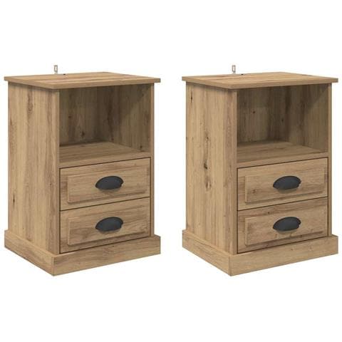 Armadio da Notte 2 pcs rovere artigianale 43 x 36 x 60 cm - Foto 1