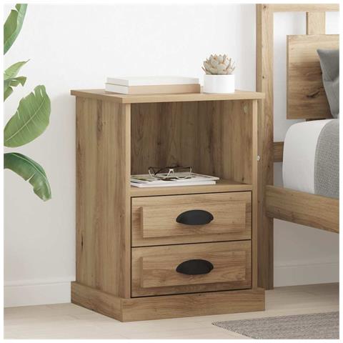 Armadio da Notte 2 pcs rovere artigianale 43 x 36 x 60 cm - Foto 2