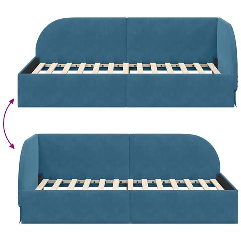 Cornice del letto ad angolo Blu 90 x 200 cm Velluto - Foto 9