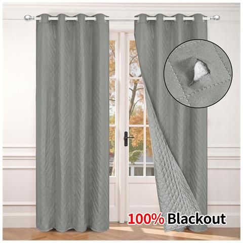 Tenda Oscurante Termica E Antivento Per Inverno Con Anelli Per Soggiorno (pannello Singolo) Grey M - Foto 1