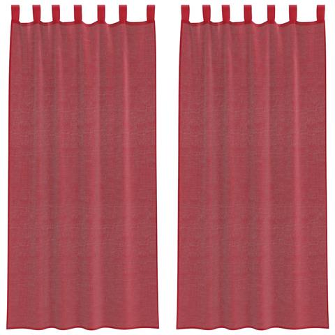 Tende in Voile con Passanti 2 pz Rosso Vino 140x225 cm - Foto 1