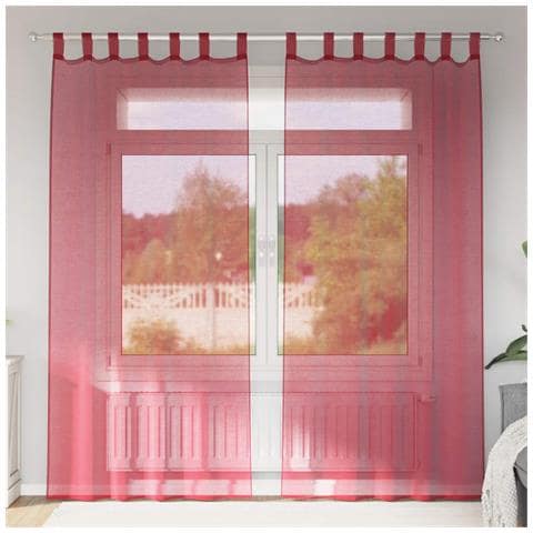 Tende in Voile con Passanti 2 pz Rosso Vino 140x225 cm - Foto 2