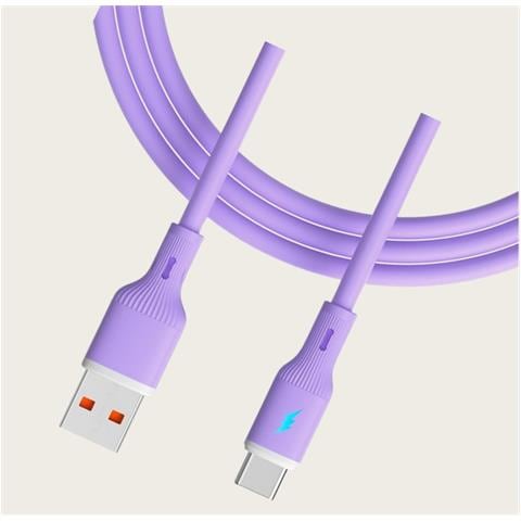 Cavo Di Ricarica Rapida Usb Type-c Da 66w Per Telefoni Cellulari - Cavo Dati In Silicone Purple - Foto 3