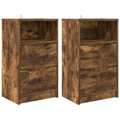 Comodini 2 pcs Rovere fumé 40 x 30 x 467 cm Legno multistrato - Foto 1