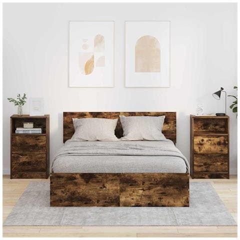 Comodini 2 pcs Rovere fumé 40 x 30 x 467 cm Legno multistrato - Foto 2