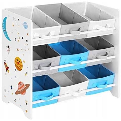 Scaffale portaoggetti con 9 contenitori rimovibili per camerette dei bambini multicolore - Foto 1