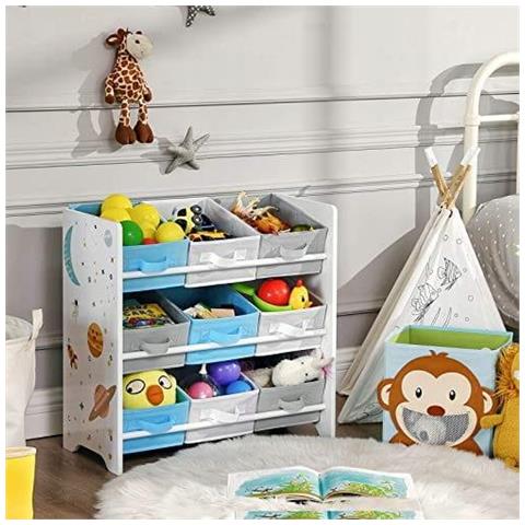Scaffale portaoggetti con 9 contenitori rimovibili per camerette dei bambini multicolore - Foto 2