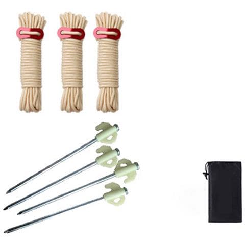 Set Di Corde Tenditenda Beige, 4 Corde (3m) & 4 Picchetti Fluorescenti - Foto 1