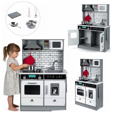 Grande cucina in legno per bambini + accessori + luce LED, pentole e accessori - Foto 4