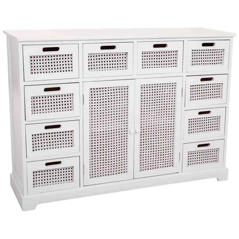 Credenza In Legno E Rete Bianca 113x33x78,5h - Foto 1