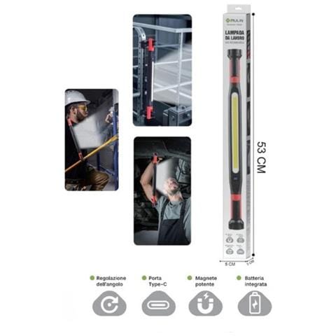 Lampada Da Lavoro Led Cob Ricaricabile 2000mah Magnetica Con Gancio Usb-c 3 Mod. - Foto 1
