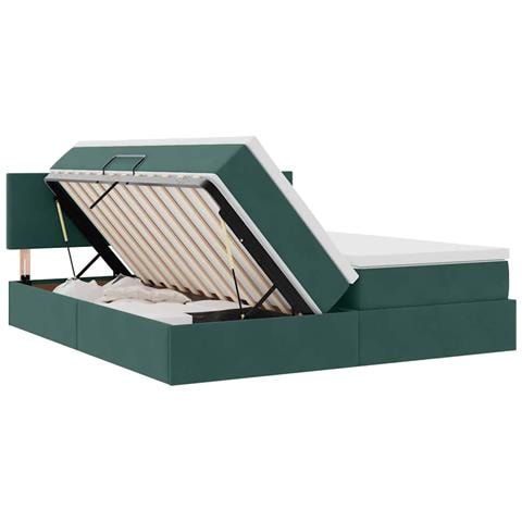 Letto con luci a strisce a LED Verde Scuro 180 x 200 cm Velluto - Foto 9