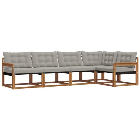 Set di divani da esterno 5 pcs Grigio Naturale e Chiaro - Foto 1