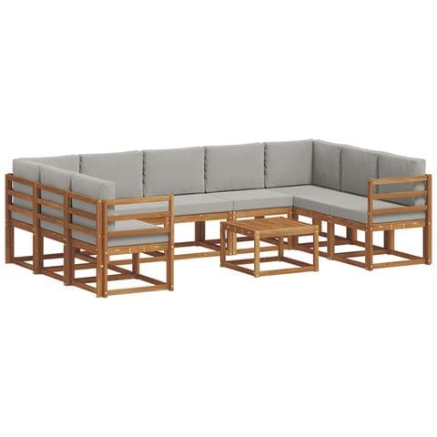 Set di divani da esterno 10 pcs Grigio Naturale e Chiaro - Foto 1