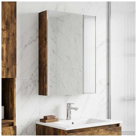 Mobiletto per specchio da bagno Rovere fumé 73.5 x 15.5 x 70 cm - Foto 2