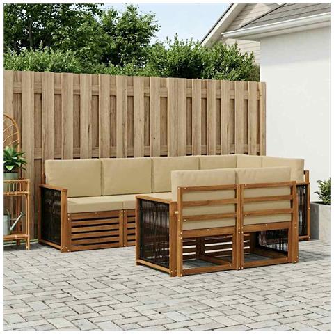 Set divano sezionale con cuscino 6 pcs Naturale - Foto 2