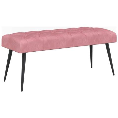 Panchina con bottoni imbottiti Rosa 110 x 40 x 46 cm Velluto - Foto 1