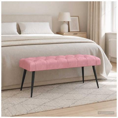 Panchina con bottoni imbottiti Rosa 110 x 40 x 46 cm Velluto - Foto 2
